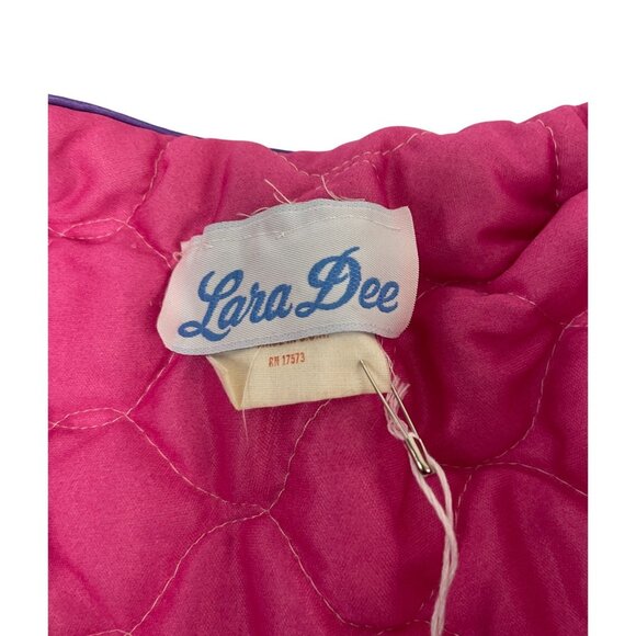 Vintage 60s 70s Lara Dee Womens Robe Quilted House Coat S Small Pink Floral - Picture 3 of 9